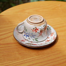 画像をギャラリービューアに読み込む, 四季草花 コーヒー碗皿-梅・桜・鉄線・萩-(俊山窯)