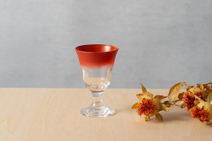 漆グラス「はなひらく」日本酒グラス（赤）うるしのしごと