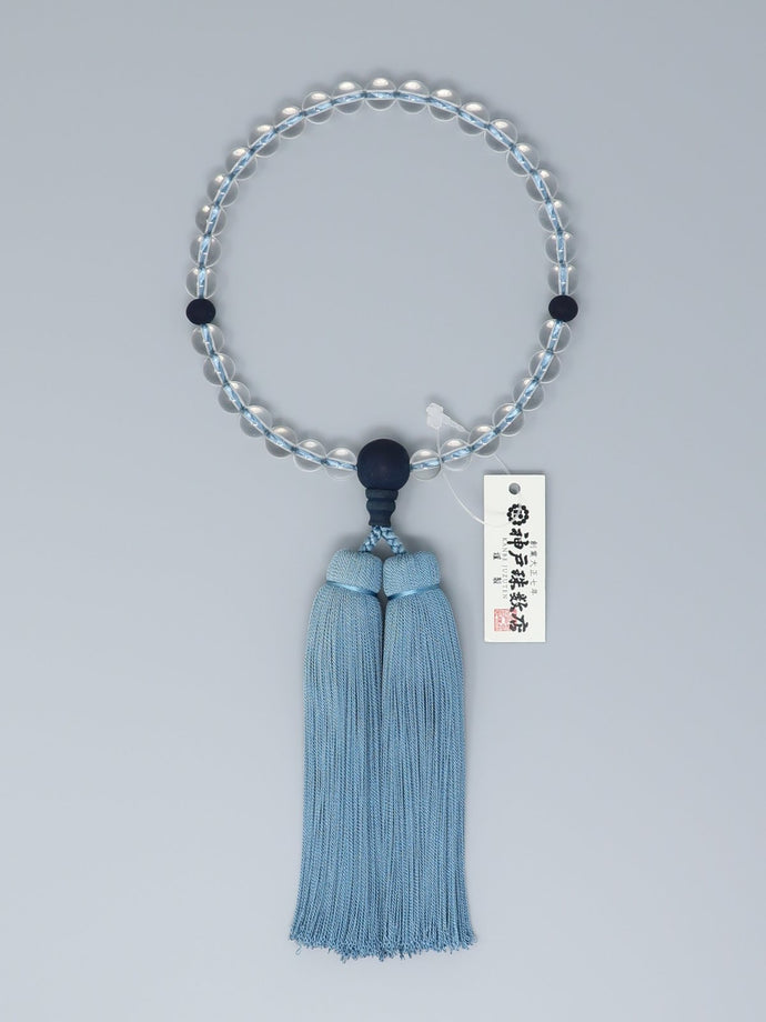 藍珠念珠女性 水晶／山桜藍染 藍染房(神戸珠数店)AI-001